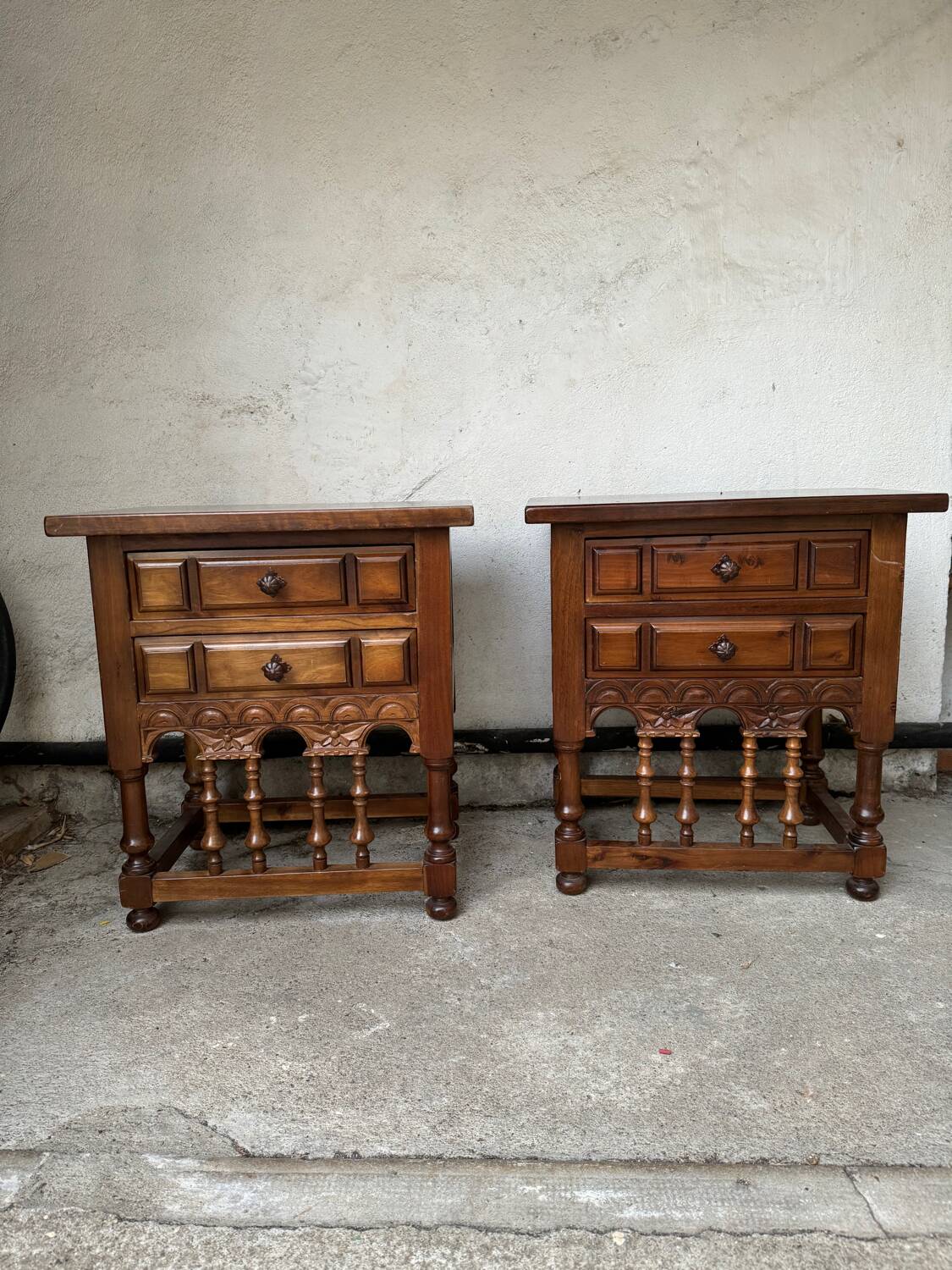 Pair of bedside tables, side tables, Spain, 20th century
