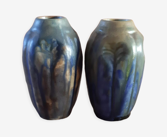 Paire de vases art nouveau en grés émaillés
