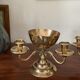 Pair of solid brass calyx candlesticks