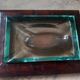 Crocodile leather ashtray with cut crystal.
