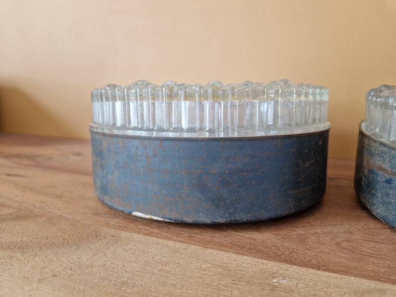 Pair of ceiling lights - staff leuchten - in moulded bubble glass - design 1960