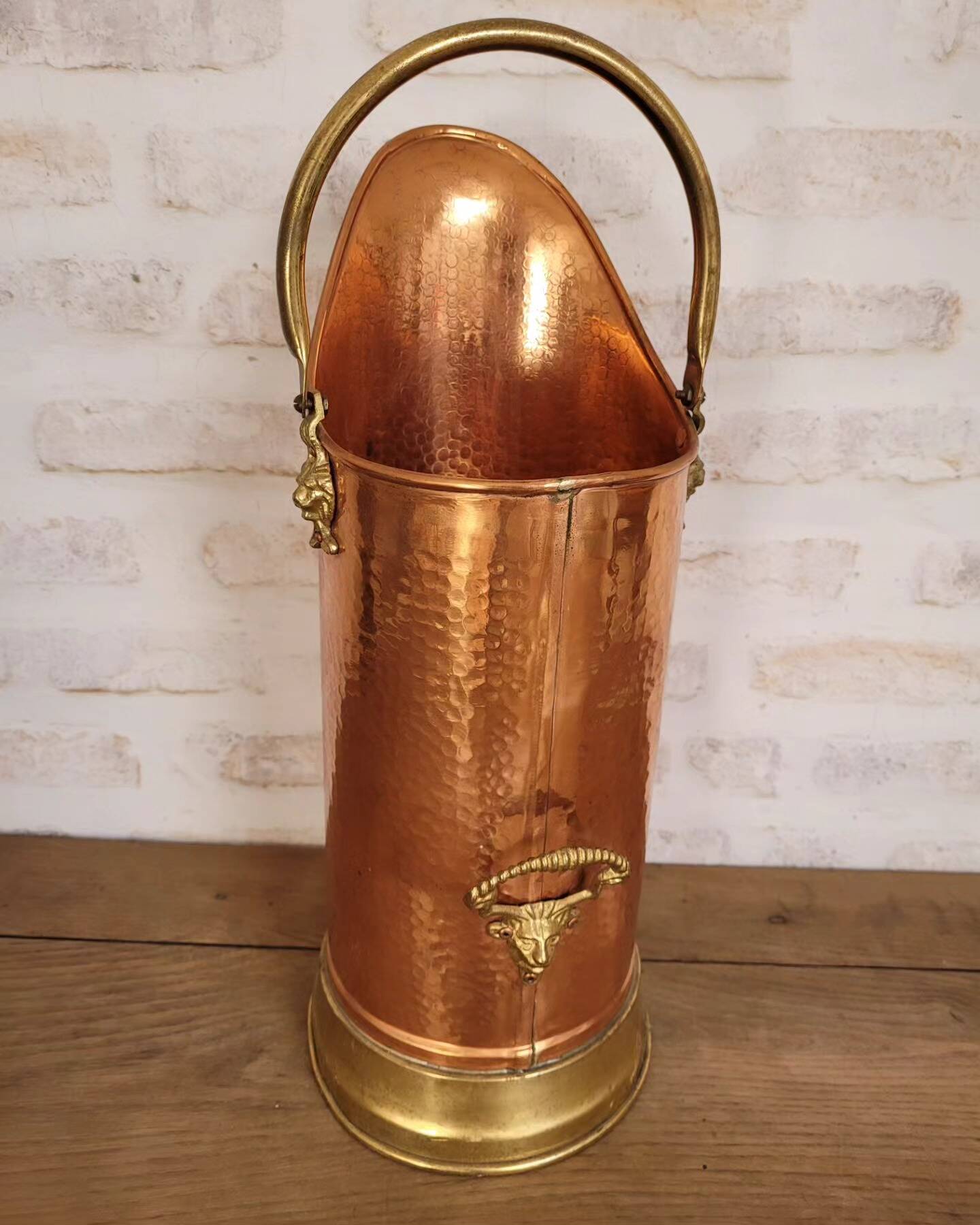 Old copper coal bucket