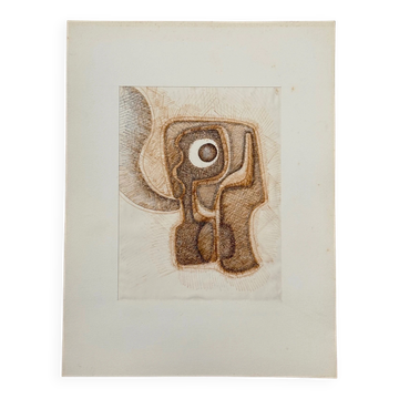 Modern composition drawing 1970 by François de Chabot