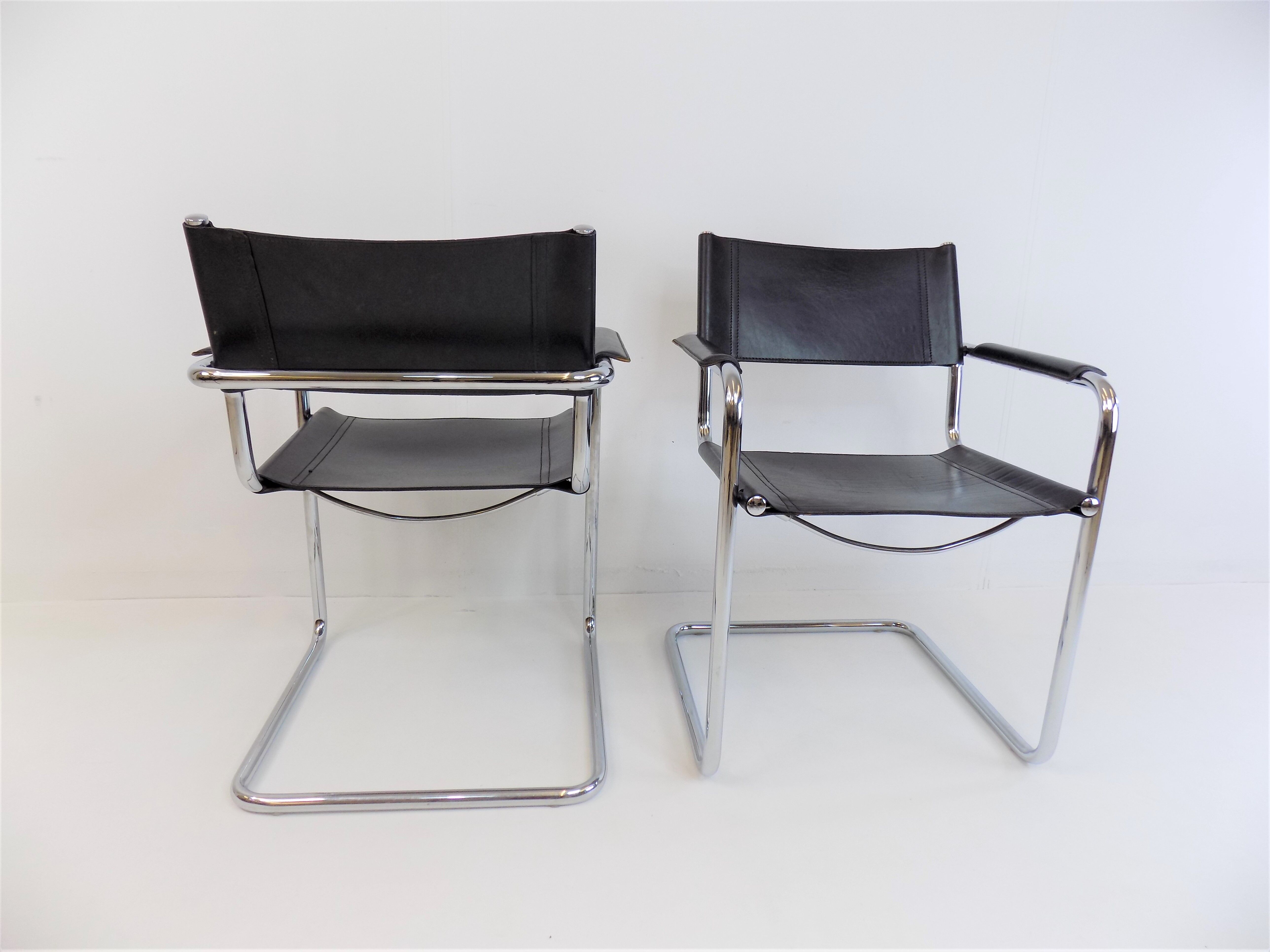 Matteo grassi mg5 set of 2 leather cantilever chairs