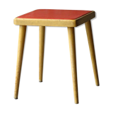 Square Baumann stool from 1970 in red skai