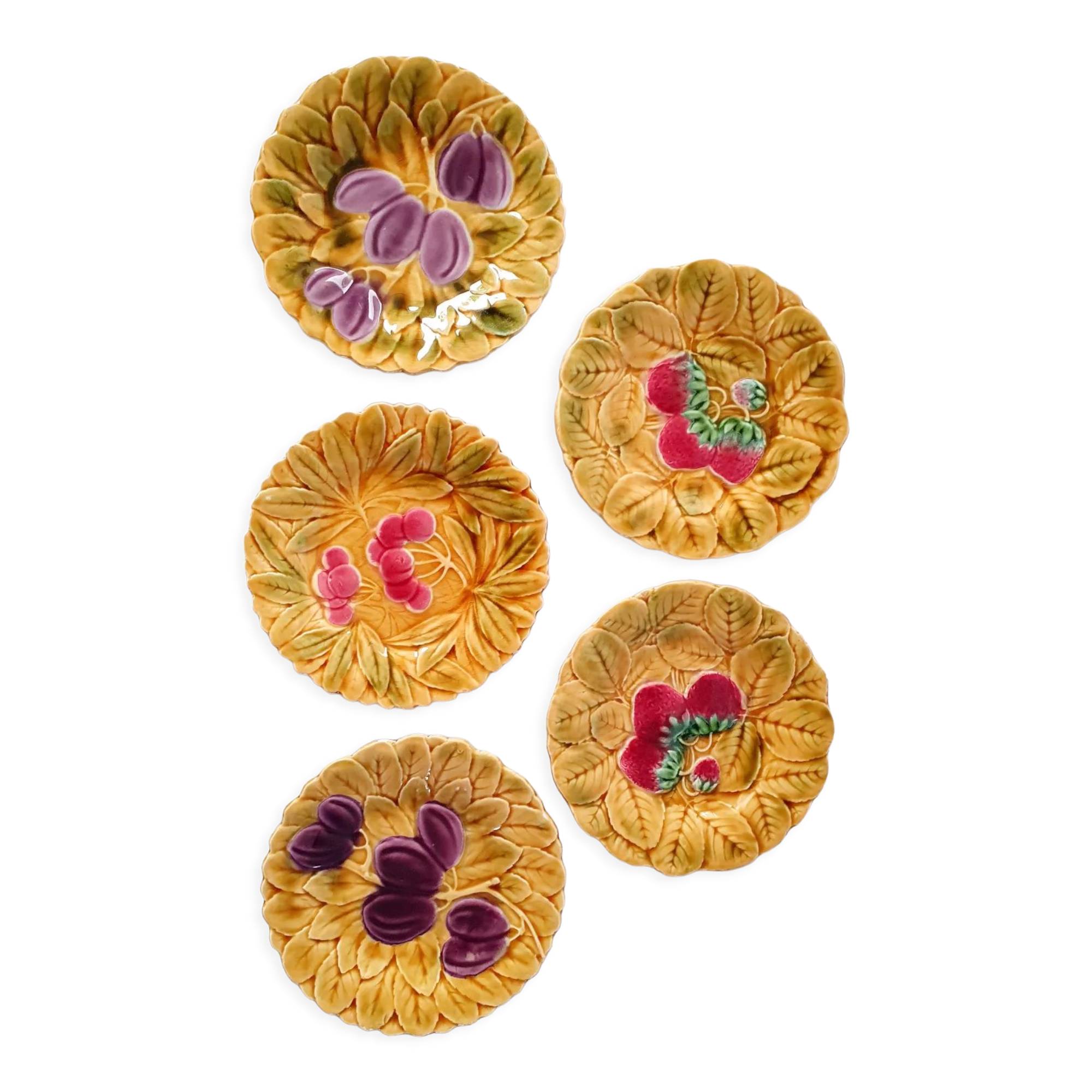 5 dessert plates in Sarreguemine slip