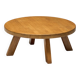 Brutalist Round Coffee Table in Solid Wood, France, 1960s