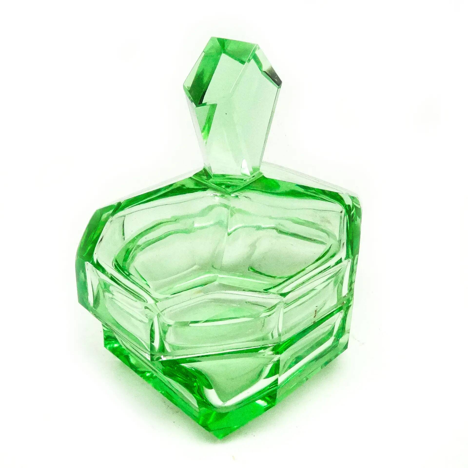 Art Deco bonbonniere, glass, Moser, Czechoslovakia, 1930s