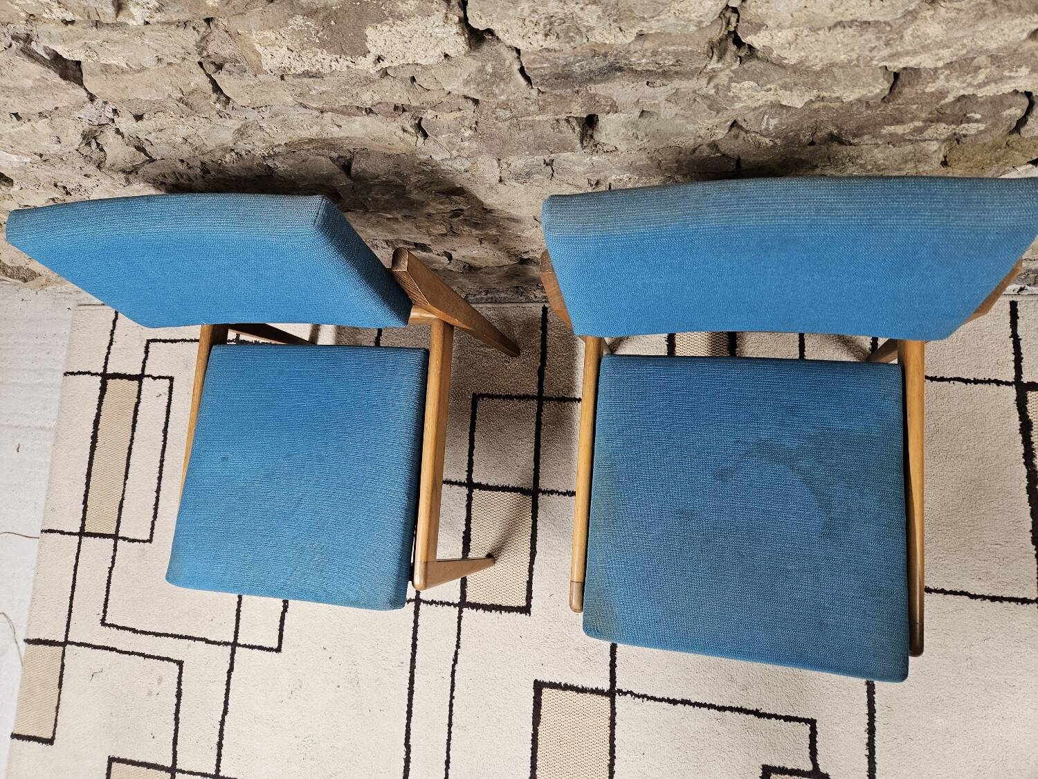 Pair of vintage Scandinavian armchair chairs 1970