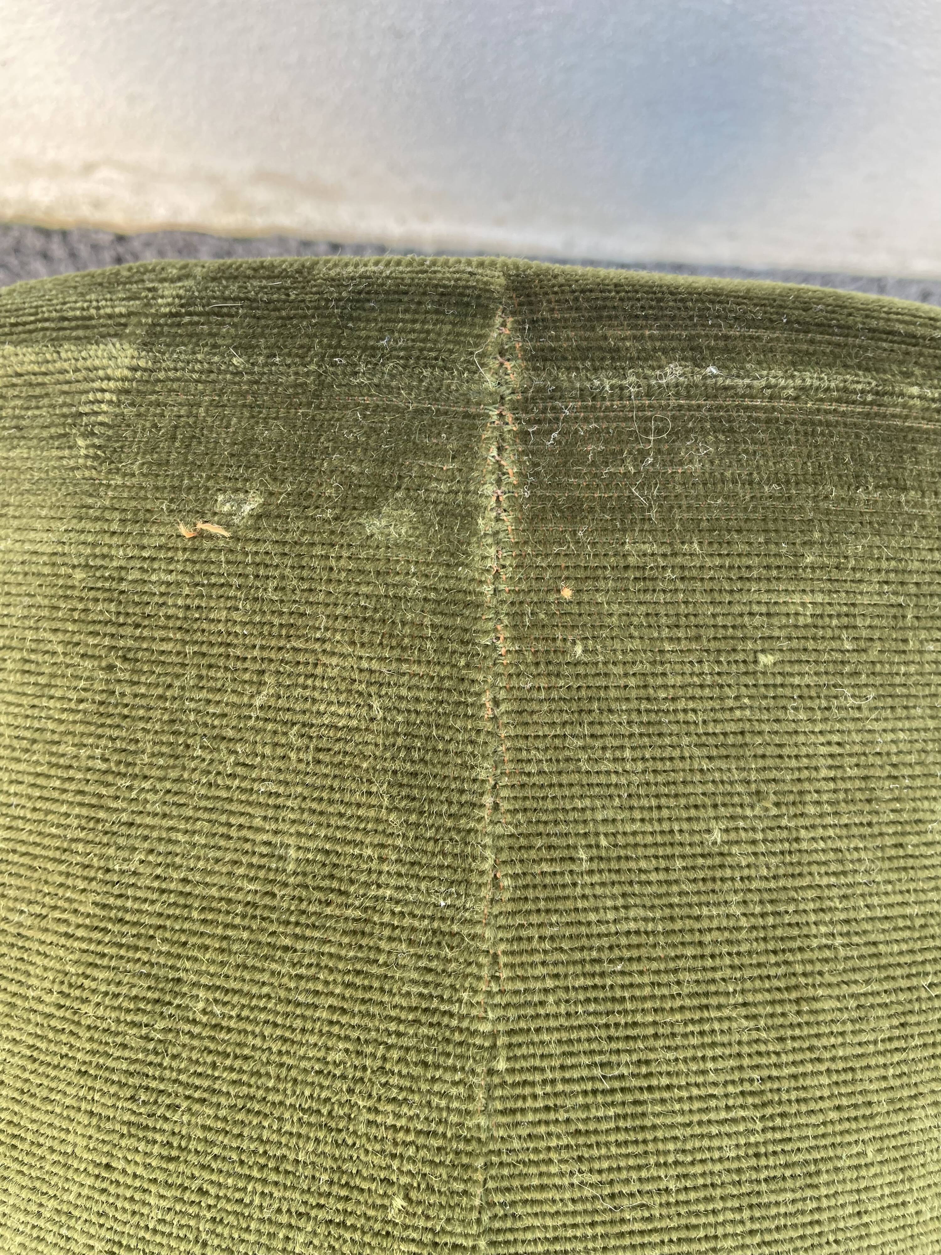Green velvet pouf