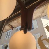 Scandinavian boomerang chandelier in opaline teak
