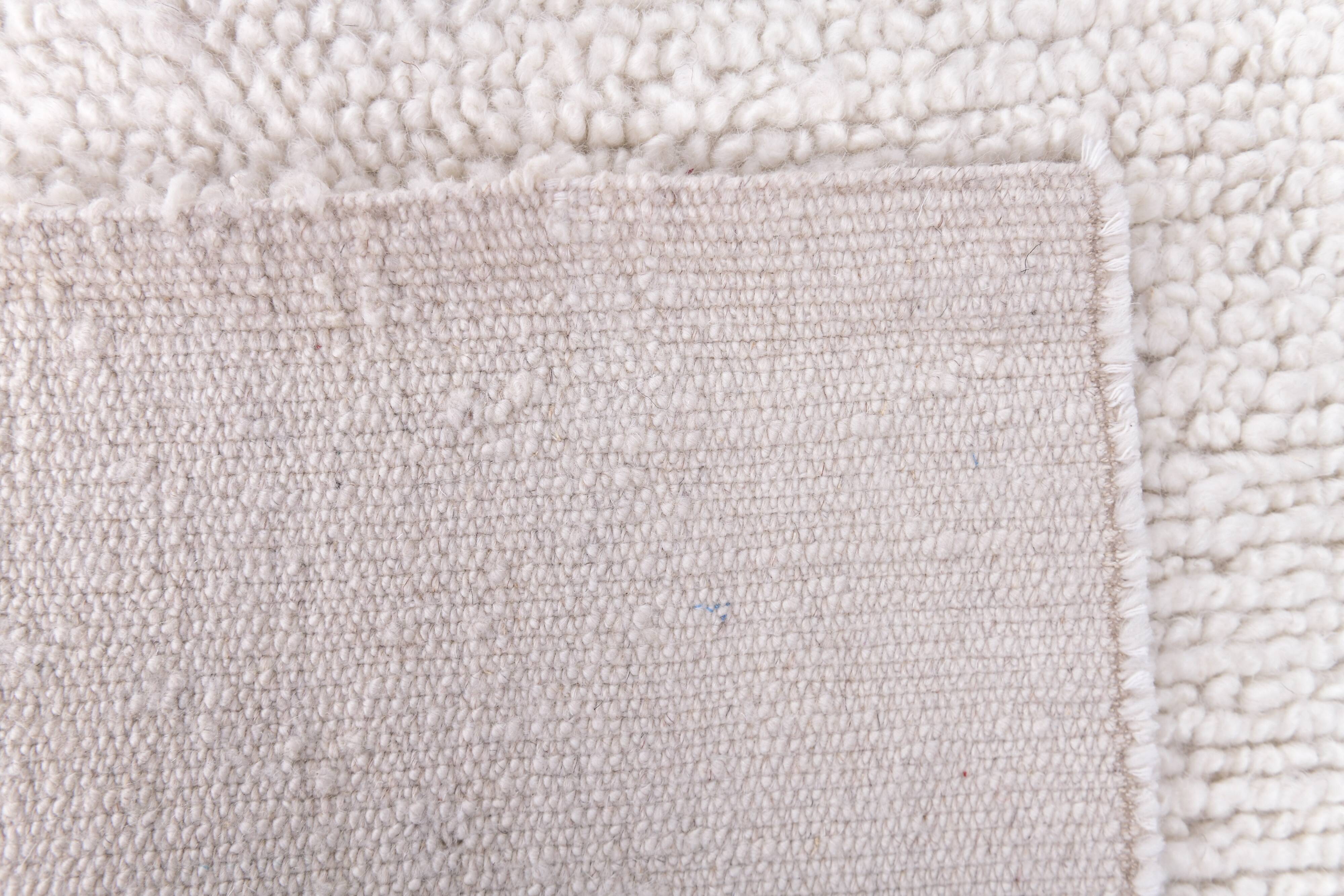 Tapis de couloir vintage en laine fait main blanc 2x8, 67x246 cm