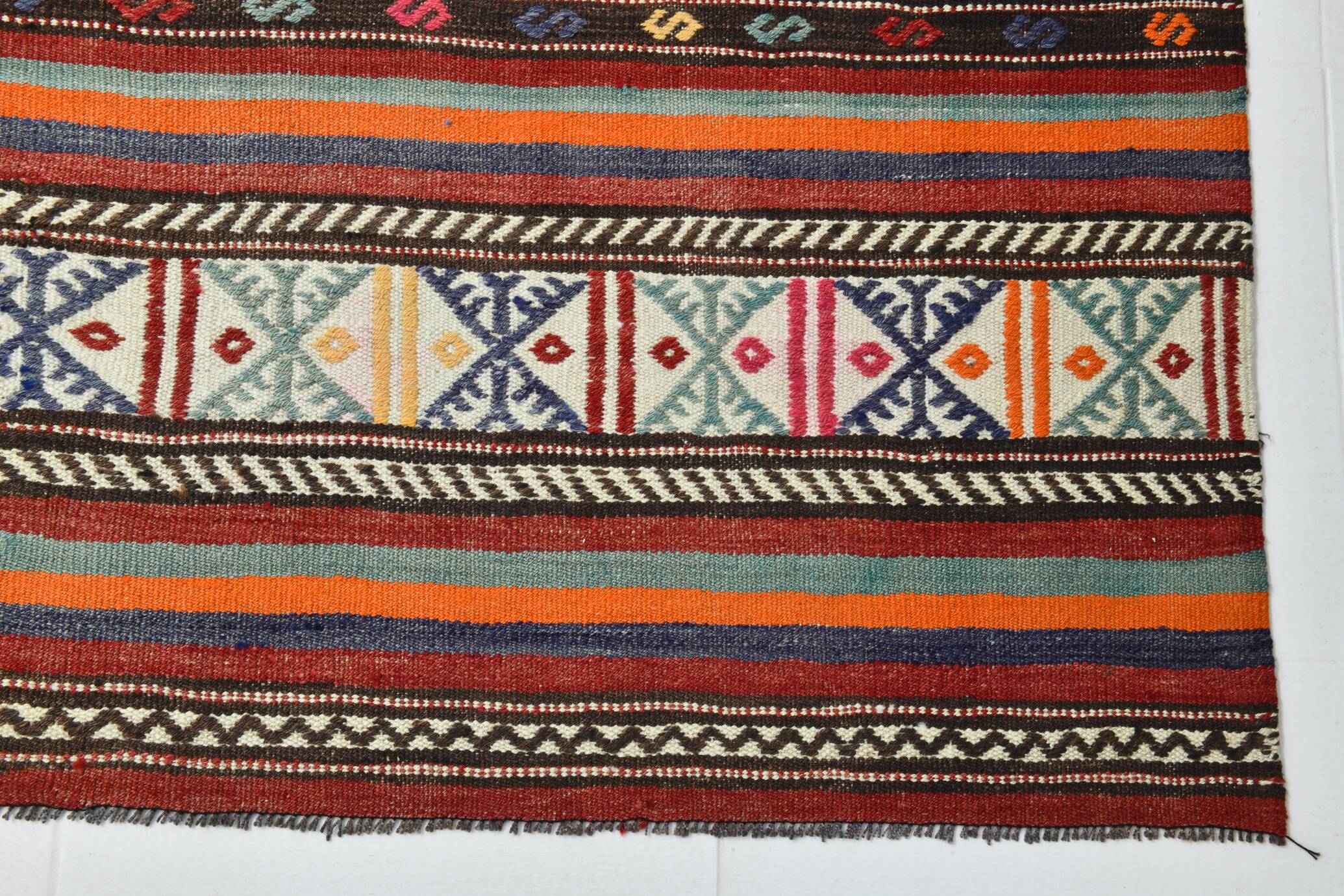 6x8 Area Kilim Rug,Turkish Wool Rug,Antique Rug,169x257 Cm