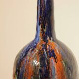 Multicolor glazed ceramic vase signed