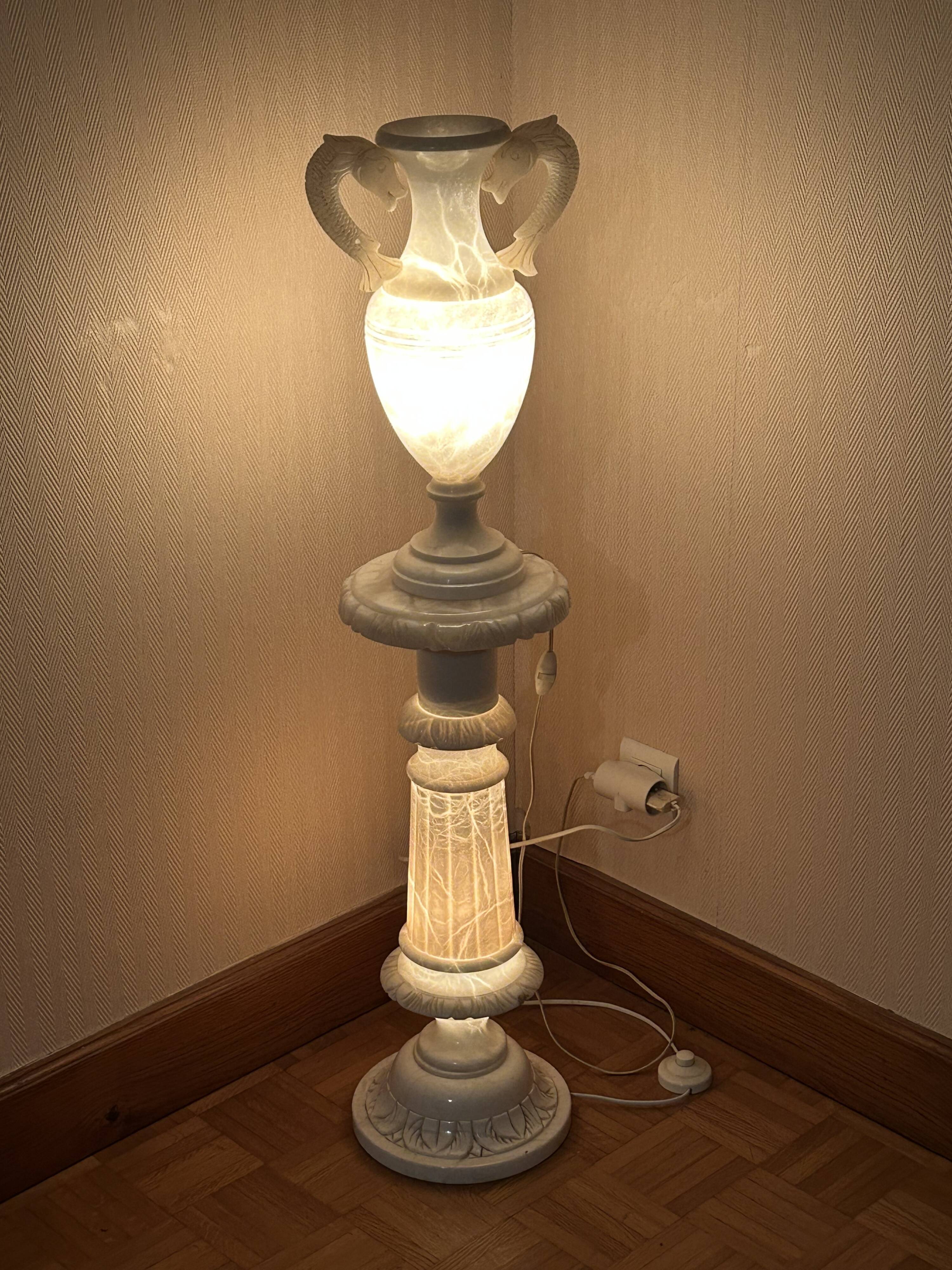 Alabaster column and its luminous basin