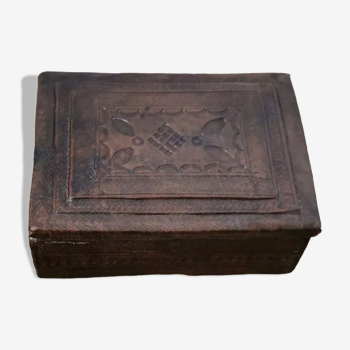 Repoussé leather box