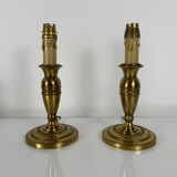 Pair of gilded bronze candlestick lamps gossip style French Empire