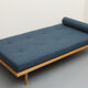 1960s daybed in beechwood, darkblue polstery