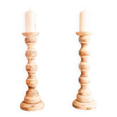 Lustres en bois dépouillés. Bougeoir en bois. Chandeliers.
