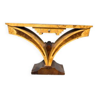 Console in elm wood and marquetry