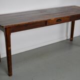 Table d'appoint ou bureau vintage en pin rustique français, années 1950