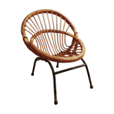 Chaise coquille en rotin enfant
