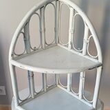 Vintage rattan wall corner shelf