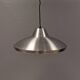 Slim silver-colored hanging lamp with a large diameter. Denmark 1980s