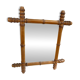 Antique turned wooden mirror in bamboo style H.47cm.