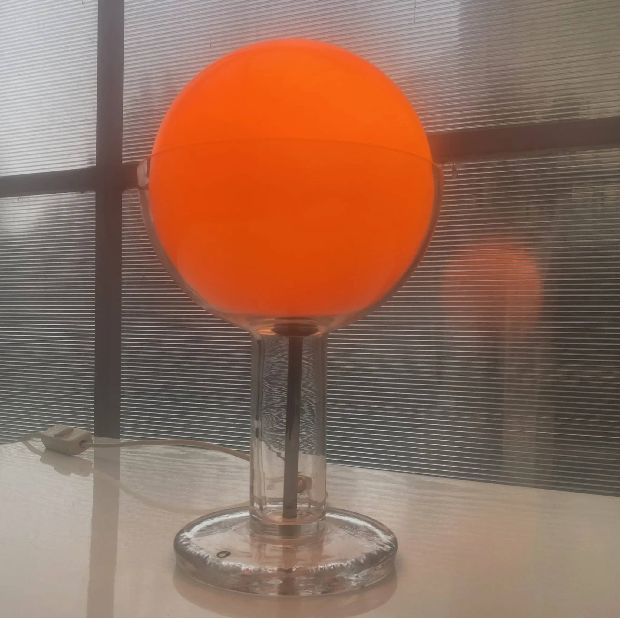 Rare glass art lamp by Eva Englund for Pukeberg from the 1970s.