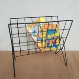 Vintage black metal wire magazine holder