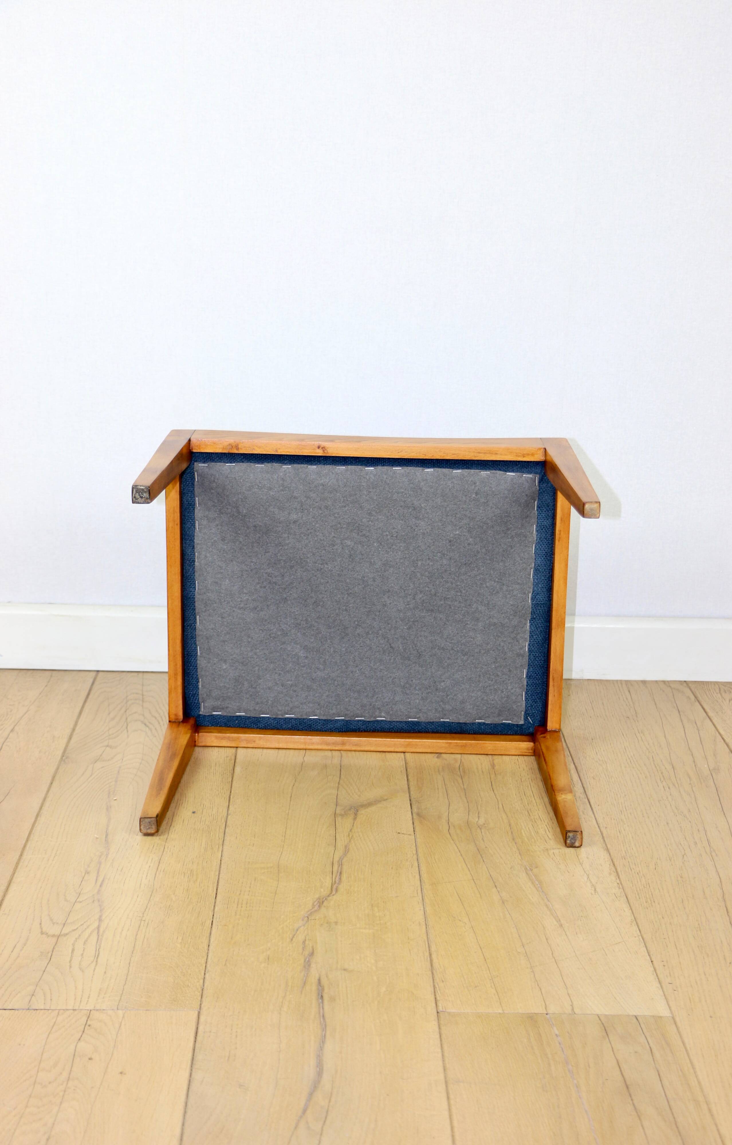 Stool seat navy blue structural fabric Art Deco - 2 pieces available