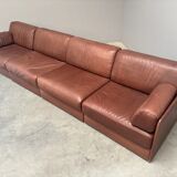 Brown leather modular sofa by De Sede; DS76, 1970s (corner)