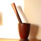 Antique brutalist solid wood mortar