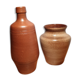 Duo bottle and vase in sandstone