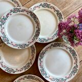 Set of 6 old flat plates model Cécile de HBCM