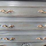 Louis XV-style patinated grey chest of drawers