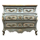 Louis XV Tombeau chest of drawers, fully curved in patinated wood