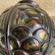 Art Deco Black Sphere Vase with Iridescent Blue Reflections French Manufacture