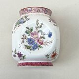 Ancien vase boule forme libre faïence de Longwy XIXe céramique fleurs
