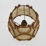 Bedside lamp, table lamp in rattan, bamboo Louis Sognot. 50s