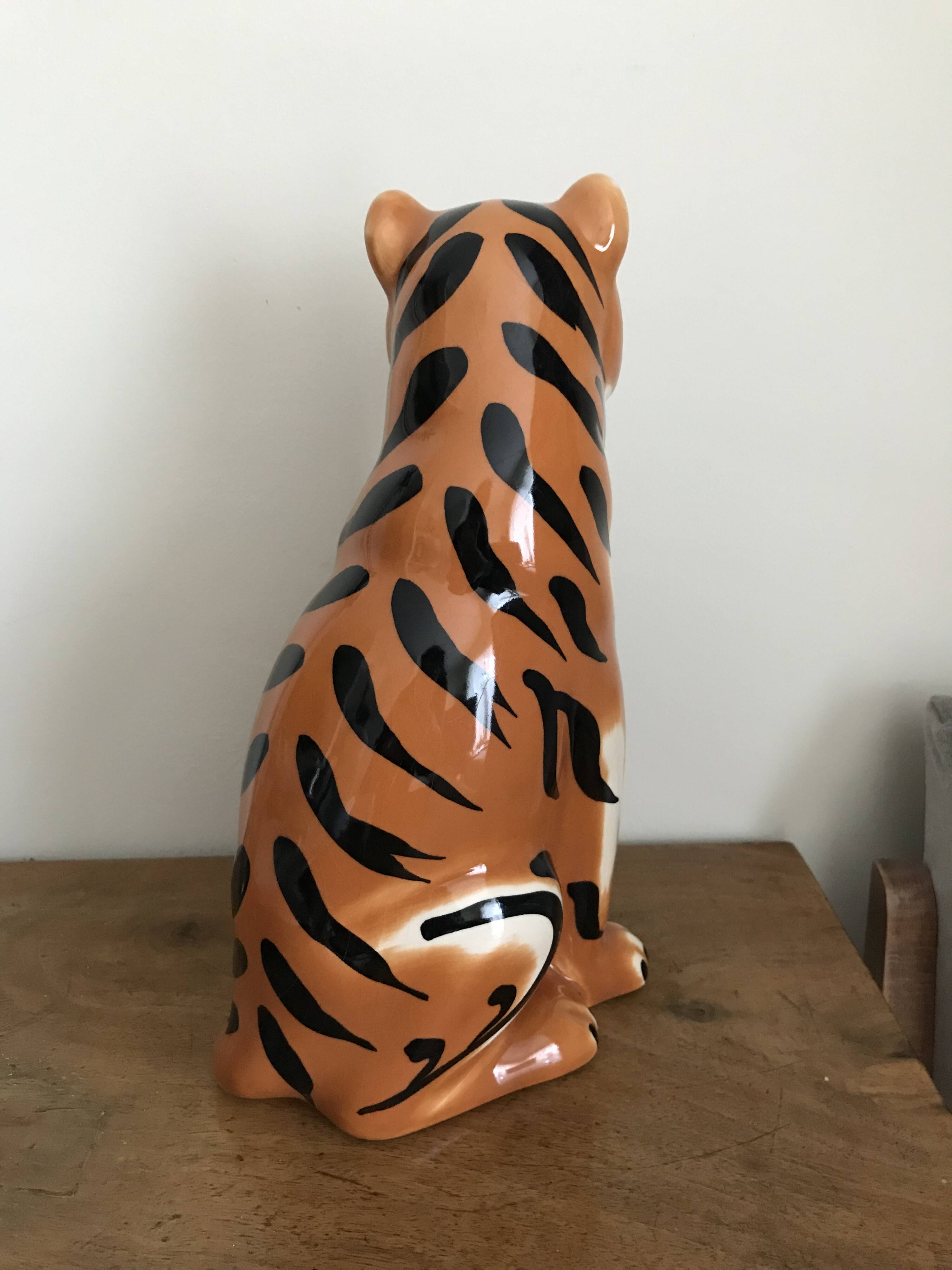 Glazed ceramic tiger 1970