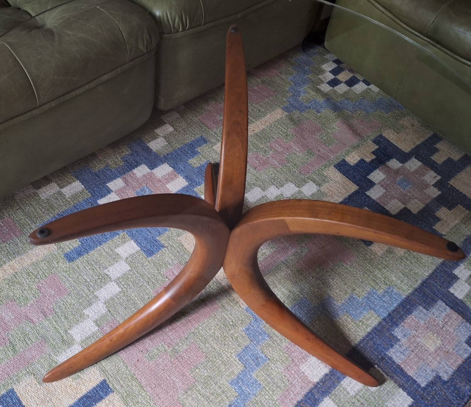 Mid century Danish teak coffee table with circular glass top, 1960s