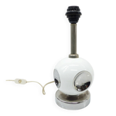 Pied de lampe Space Age en céramique blanche et chrome - 1970