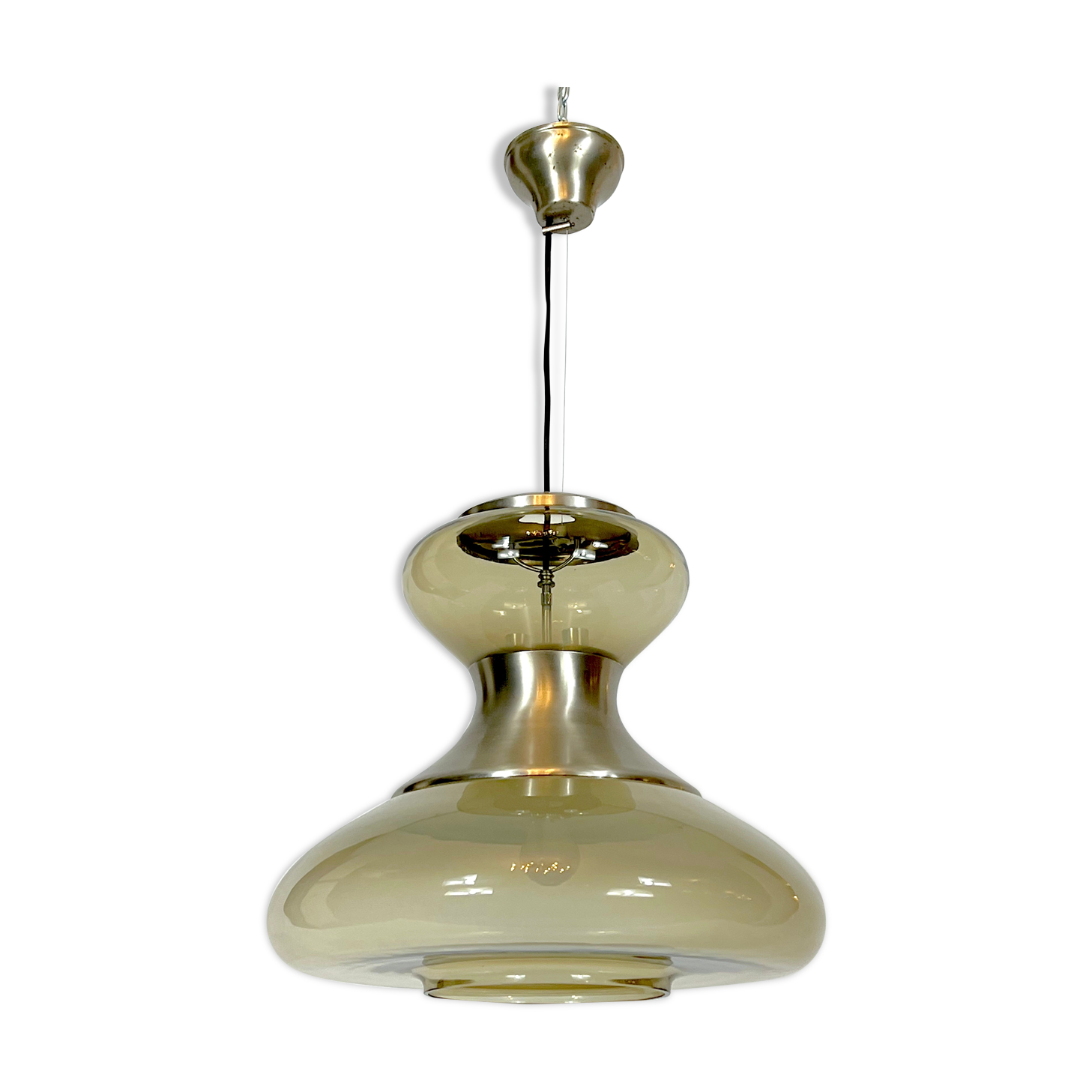 Stilux Milano, large metal and murano glass chandelier from 60s