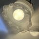 Industrial Holophane glass portable lamp with brass hook