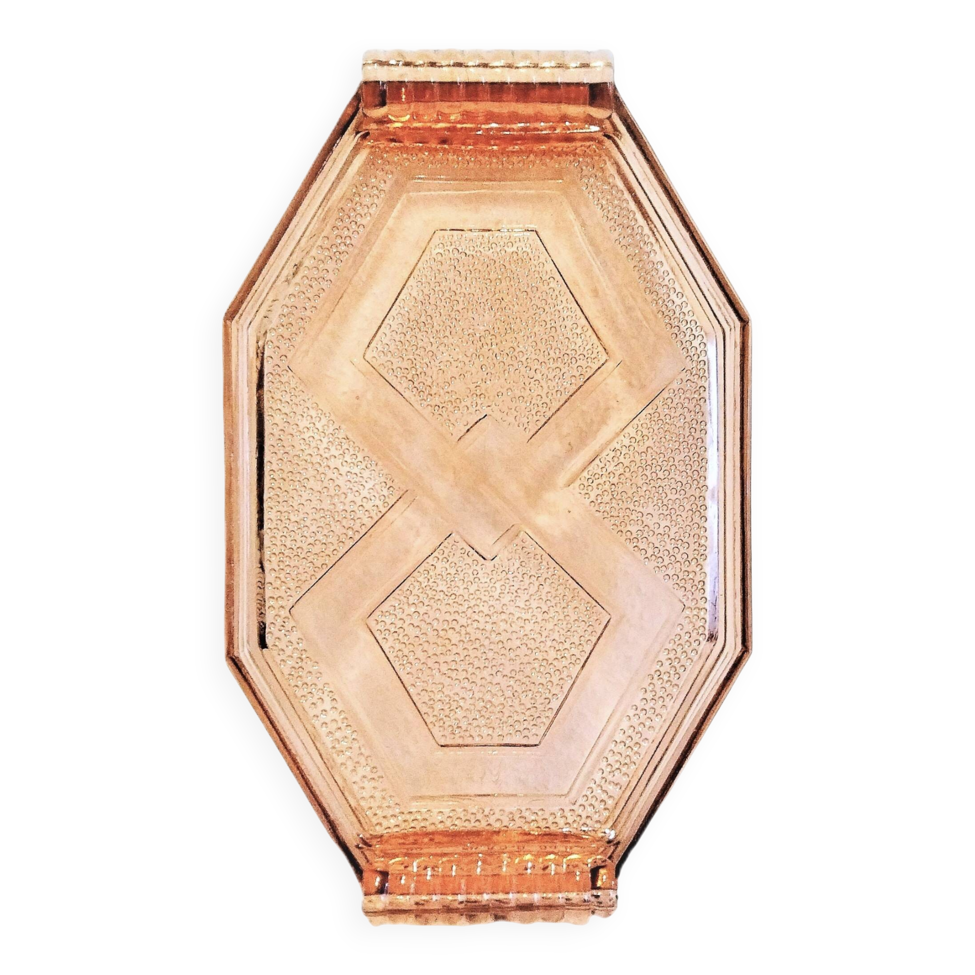 Large antique Art Deco pink glass dish