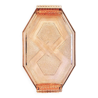 Large antique Art Deco pink glass dish