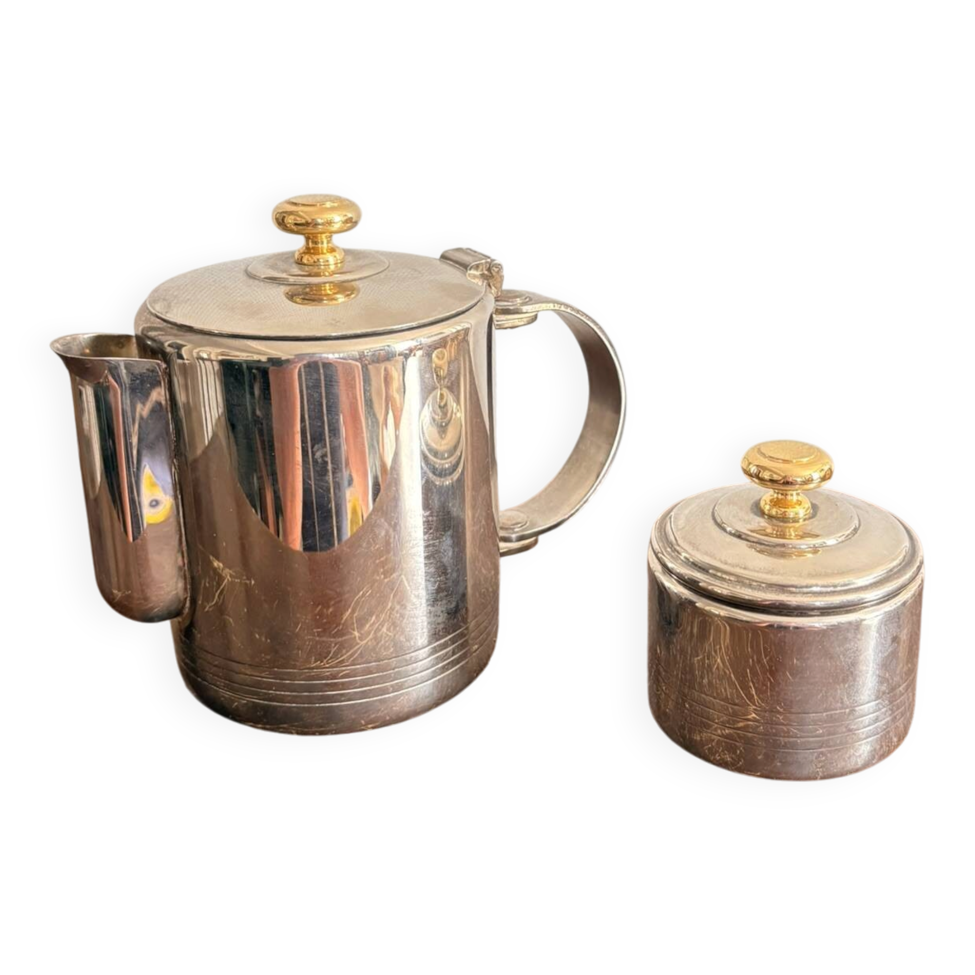 Antique Teapot Vintage Art Deco Silver-Plated Sugar Bowl