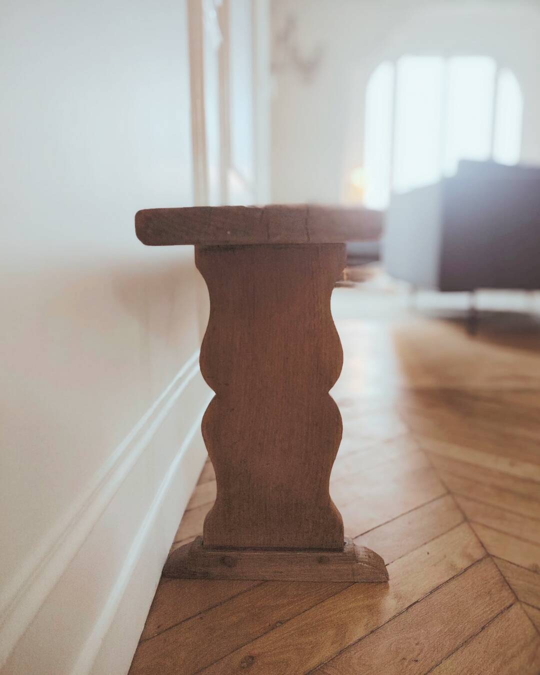 Renovated vintage bench, made of wood - 2 available, sold individually.